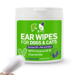 PUMBLER Pet Ear Wipes for Dogs & Cats - Gentle and Effective Ear Cleaning Solution - Remove Dirt, Wax and Odor - 50 Count Dog Ear Relief Finger Wipes