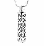 Imrsanl Cremation Urn Pendant Necklace with Hollow Cylinder Vial Keepsake Urn Cremation Jewelry Memorial Lockets for Ashes for Women Men (Silver)