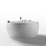 Empava 59 in. Acrylic Freestanding Whirlpool Bathtub - Hydromassage Round Jetted Soaking Tub with Right Side Drain - Waterfall Faucet, White