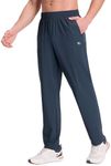 BALEAF Men's Running Pants Lightweight Workout Athletic Joggers with Zipper Pockets Tapered UPF50+ Sweatpants Gym Navy Blue XXL