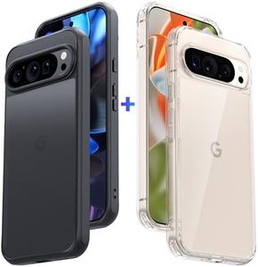 JIC 2-in-1 Bundle: for Pixel 9 Pro XL - 1 Crystal Clear Case & 1 Black Translucent Phone Case - Two Cases, Twice The Style, Double The Guard