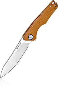 HARNDS Harvest Pocket knife with Sandvik 14C28N Steel Folding Knife with G10 Handle for Camping Hunting Surviral (Brown)