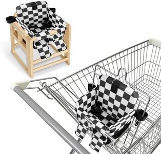 Portable Baby Shopping Cart Seat, High Chair Cover for Outdoor, One-Hand Installation Cart Seat Cover, Comfortable and Supportive Foam-Padded, Grocery Cart Baby Seat – Black-and-White Checkered