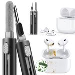 Inesore Cleaner Kit for Airpods Pro 1 2 3 4 Series,Multi-Function Cleaning Pen Tool for Earbuds Headphone iPhone Speaker Receiver Electronic Electronic Devices,with Soft Brush Flocking Sponge -Black