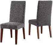 SureFit Stretch Jacquard Damask - Shorty Dining Room Chair Slipcover - Gray