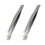 MMOBIEL 2 Pcs Stainless Steel Stamp Tweezers Tongs Flat Wide Tip Precision Philately Tweezers for Stamps, Documents, Photo Development, etc.