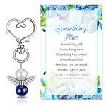 1 Set Something Blue for The Bride Charm Blue Pearl Angel for The Bride Charm Wedding Party Keychain Gift Card Party Favours for Marriage Celebration Shower Holy Communion