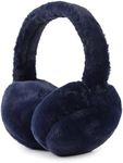 PESAAT Fluffy Ear Muff for Women Plush Foldable Earmuffs Kids Winter Earmuffs Girls Boys Cold Weather Ear Warmer, Navy