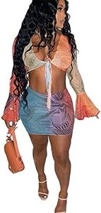 BYDIVA 2021 Fashion Self tie Top Skirts Sets Party Outfits Clubwear Streetwear M