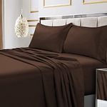 Tribeca Living 600 Thread Count Egyptian Cotton Sateen Extra Deep Pocket Sheet Set, California King, Chocolate