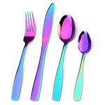 Cutlery Set, Bettlife 16-Piece Tableware Set Stainless Steel Flatware Silverware Set with Mirror Rainbow Knife and Fork Set, Service for 4, Dishwasher Safe, Easy Clean & Hold