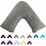 TAOSON 100% Cotton 300 Thread Count Soild Envelope Style V Shaped/Tri/Boomerang Standard Pillow Case Cushion Cover Only Cover No Insert (Dark Grey/Gray)