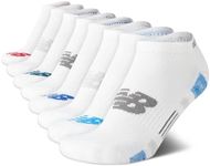 New Balance Boys Low Cut Socks - 8 Pack Performance Cushion Comfort No Show Socks - Breathable Athletic Socks for Boys (4-12), Size Medium, White Assorted