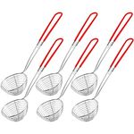 Hot Pot Strainer Scoops, Stainless Steel Hot Pot Strainer Spoons 2.5 inch Mini Mesh Skimmer Spoon Asian Strainer Ladle with Handle for Home (Red,6 Pieces)