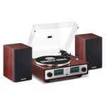 Vintage Record Player, Bluetooth HiFi Turntable with Bookshelf Speakers, Integrated Phono Preamp, Belt Drive 2-Speed, Pitch Control, Adjustable Counterweight, AT-3600L Pickups
