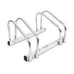 Relaxdays 2-Bike Stand for Floor and Wall Mounting, Bike Parker for 2 Bicycles made of Chromed Steel, Rain-Proof Bike Holder for Outdoors, 26 x 40 x 32 cm, Silver