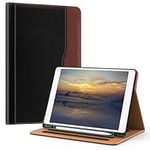 OKP Case for  iPad 9th Generation 2021 / 8th Generation 2020/ 7th Gen 2019 10.2 inch Case with Multi-Angle Viewing PU Leather Stand Cover with Pencil Holder & Pocket, Auto Sleep/Wake, Black Brown