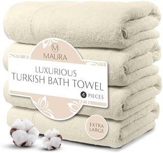 MAURA Ivory Extra Large Turkish Cotton Luxury Bath Towels Set of 4. Ultra-Soft, Thick & Plush Towels for Bathroom - Cream