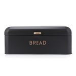 Salter Pebble Bread Bin - Powder Coated Finish, Large Bread Storage Container, Store Bread, Pastries and Bagels, Durable Steel, Easy to Clean, Brass Embossed Lettering, Matte Charcoal Grey BW13730EU7