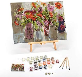 Ledgebay DIY Paint by Numbers Kit for Adults Framed Canvas Beginner to Advanced Paint by Numbers Kit, Kits Include Acrylic Paint Set, Brushes & Tabletop Easel (October 12" x 16" Framed)