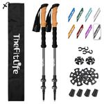 TheFitLife Trekking Poles for Hiking and Walking - Lightweight 7075 Aluminum with Metal Flip Lock and Natural Cork Grip, Walking Sticks for Men, Women, Collapsible, Telescopic, Camping Gear