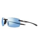 Revo Descend XL: Polarized Filters UV, Large Rimless Rectangle Rectangular Sunglasses, Black Frame with Blue Water Lens (RE 1070XL 01 BL)