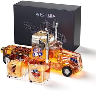 Kollea Semi Truck Whiskey Decanter Gift Set with 2 Glasses, Flag
