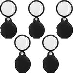 5PCS 10X Pocket Magnifying Glass Small Magnifying Glass with Black Rotating Protective for Reading, Books, Jewelry