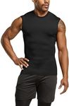 TSLA Men's Dry Fit R Neck Sleeveless Workout Shirts, Running Compression Cutoff Shirts, Athletic Training Tank Top MUA05-AUK Medium