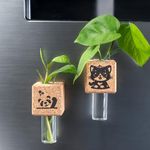 Artmansha Cute Cat and Panda Fridge Magnet Planter | Set of 2 |Tiny Flower Vase| Cute Home Decor | Quirky Birthday Gift| Gift for Friends| Small Size - 5 cm