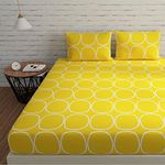 Huesland by Ahmedabad Cotton 144 TC Cotton Bedsheet for Double Bed with 2 Pillow Covers - Yellow