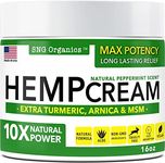 Super Natural Goods Hemp Cream (16oz) Hemp Oil & Arnica Cream - Joint Muscle Shoulder Hip Neck Knee & Back - Made in USA - Turmeric Menthol Rub