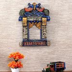 Medieval Arts Wood Painted Wall Hanging Jharokha (Multicolour, 18 inch), Rectangular, Framed