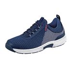 Orthofeet Men's Orthopedic Edgewater Stretch Knit Walking Sneaker, Blue, 11 Wide