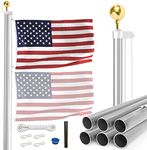 25 FT Flag Pole Kit -100% MADE IN THE USA Heavy Duty High Wind Flag Pole Tough US Aluminum Flagpoles with American Flag for Outside 4x6 | Inground Flag Poles for Outside House Inground with Embroidered Stars and Sewn Stripes for Residential and Commercial