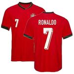 Sports Portu 2024 Football Jersey Ronaldo 7 Home with Shorts (Kid's, Boy's & Men's) (L, Multicolor)