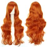 YEESHEDO 32" 80 cm Long Wavy Curly Hair Cosplay Wigs with Bangs for Women Heat Resistant Synthetic Wig for Party Costume Anime Halloween (Ginger)