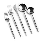 Homelux Theory 18/10 Stainless Steel Silverware Set, 4 Cutlery Set of 5pc Heavy Duty Spoons & Forks Set, Silverware Set Dishwasher Safe, Elegant Adaline Royal Modern Utensils & Flatware Set