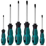 6pcs Screwdriver Set- Heavy Duty Chrome Vanadium Steel Made,Magnetic Screwdriver with 3 Flat& 3 Cross Head,Case Package