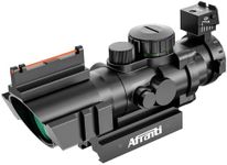 Afranti Rifle Scope 4X32mm Red/Green/Blue Illuminated Rapid Range Reticle Airsoft Red Dot Sight Scope with Top Fiber Optic Sight and 11mm/22mm Picatinny Rail Mount for Hunting
