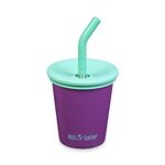 Lean Kanteen Kid Cup Stainless Steel Tumbler with Straw Lid, 10 Ounce, Sparkling Grape