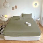 Ciel Home Wrinkle and Iron Free 100% Bamboo Cotton Jersey (Soft T-Shirt Fabric) - Fitted Bed Sheet Set with 2 Pillow Covers - Fits up to 6" to 8" Mattress (78" X 72" King, Dark Beige Solid)