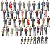 P50 50 PCs Model Trains Architectural 1:50 Scale Painted Figures O Scale Sitting and Standing People for Miniature Scenes New