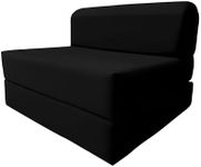 A&D Futon Furniture 6" Thick X 36" Wide X 70" Long Twin Size Black Sleeper Chair Folding Foam Bed 1.8lbs Density, Studio Guest Foldable Chair Beds, Foam Sofa, Couch.