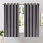 NICETOWN Grey Blackout Curtain Panels for Bedroom - Rideaux Occultant Soild Grommet Room Darkening Living Room Drapes Glass Door Shades (2 Panels, W70 x L63-Inch, Grey)