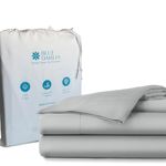 Blue Dahlia Bedsheet Set for King Size, Percale Cotton King Size Bed Sheet - 1 Flatsheet (108" X 108")+ 2 Pillow Covers (18" X28") Oeko TEX Certified | Soft Premium Luxury Bedsheets (Grey)