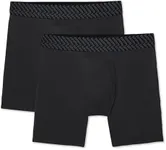 Tommy John Men’s Mid-Length Underwear 6”, Cotton Basics Boxers with Contour Pouch, Soft Breathable Stretch Fabric Mens Underwear for Daily Wear, 2 Pack (Black, XL)