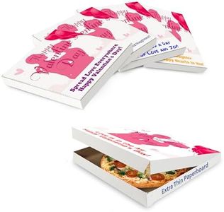 MT Products Valentines Printed Customizable Text Pizza Boxes 12" x 12 x 1.9" - Elegantly Designed Extra Thin White Pizza Box (Pack of 5) - Made in the USA