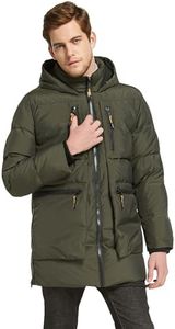 Orolay Men's Thickened Down Jacket Hooded Winter Coats with 6 Pockets Army Green L