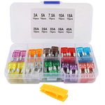 QitinDasen 130Pcs Premium Car Blade Fuses Set, Mini Blade Fuses Assortment Kit, Replacement Fuses with Fuse Puller (3A / 5A / 7.5A / 10A / 15A / 20A / 25A / 30A / 35A / 40A)